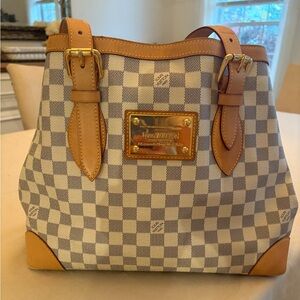 Louis Vuitton Checkered Tote - Brown and Cream